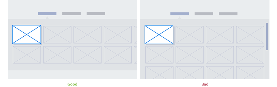 Figure 4-8. Good(left) and bad(right) examples of applying horizontal menu style