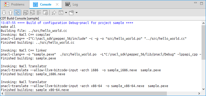 Figure 3. Build console