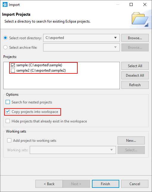 Figure 3. Select project to import