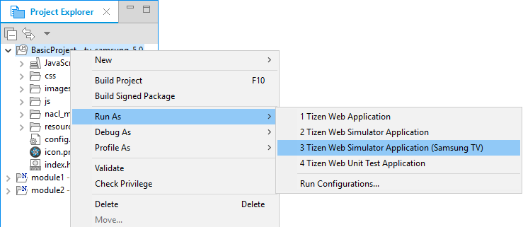 Figure 3. Run as Tizen Web simulator application