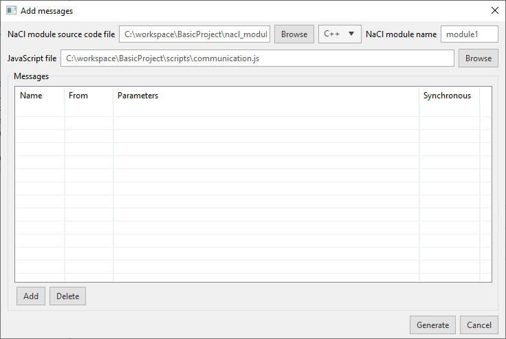 Figure 2. Message Template Generator window