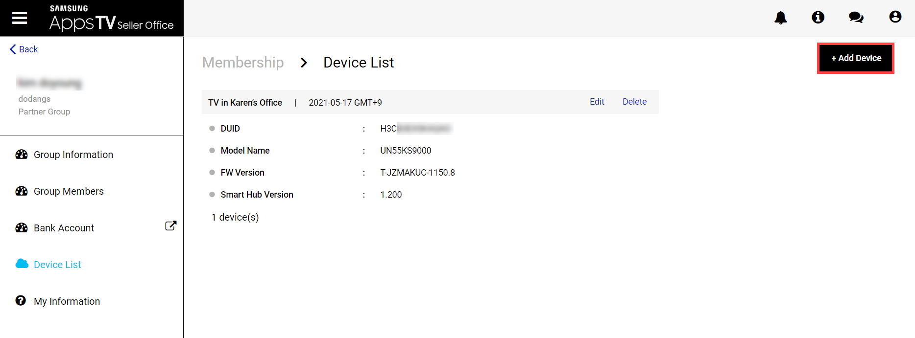 Figure 15. Device list