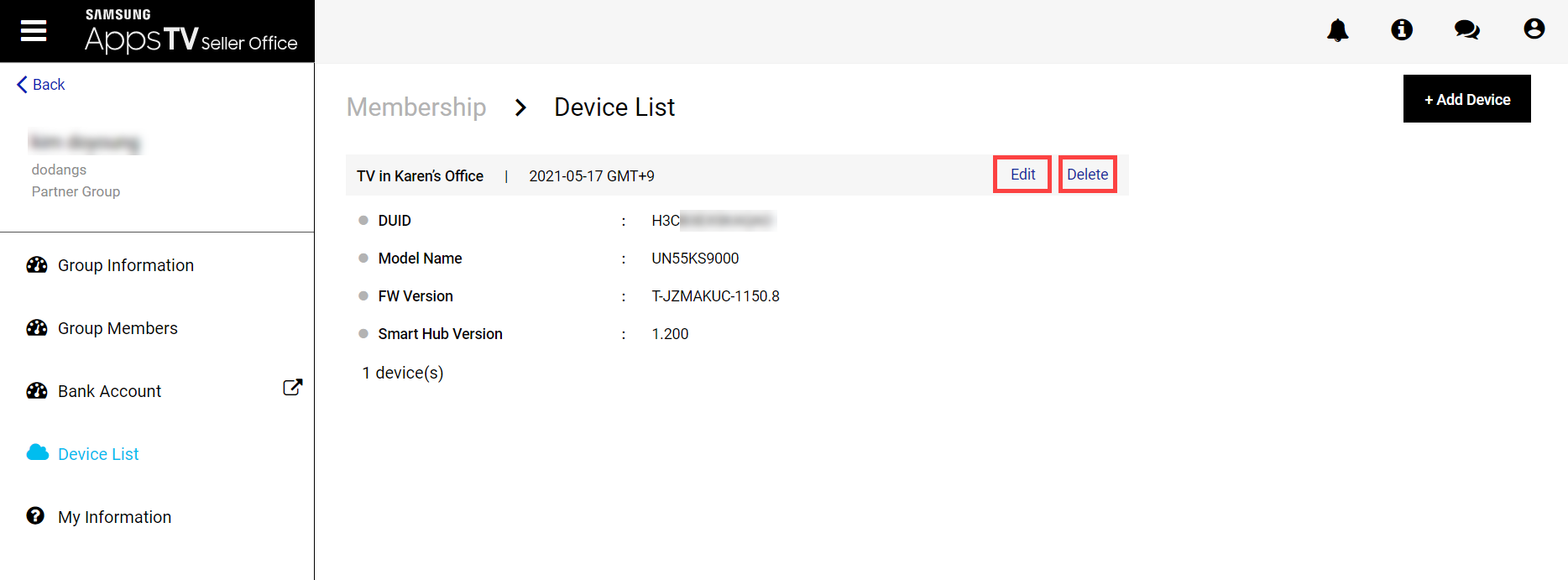 Figure 17. Device list